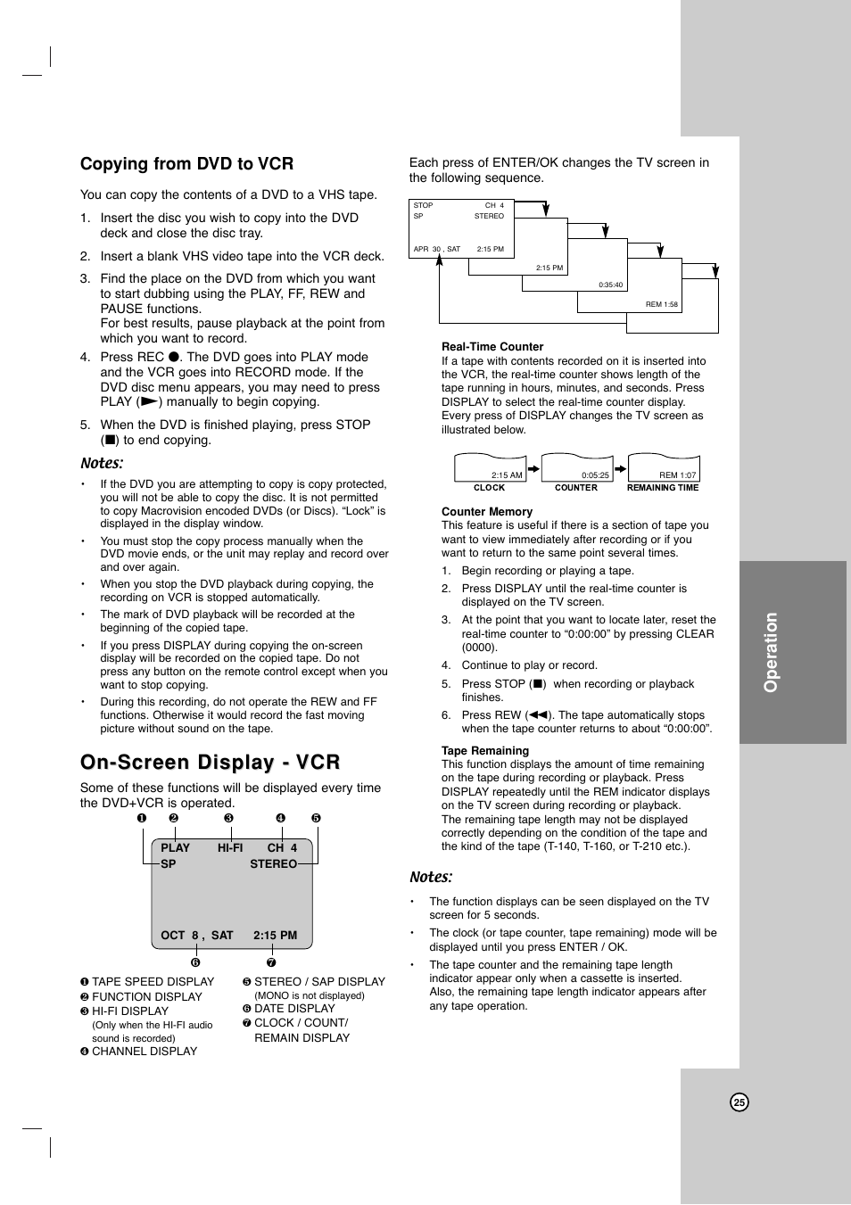 On-screen displa, On-screen displa y - y - vcr vcr, Operation copying from dvd to vcr | JVC HR-XVC17SU User Manual | Page 25 / 39