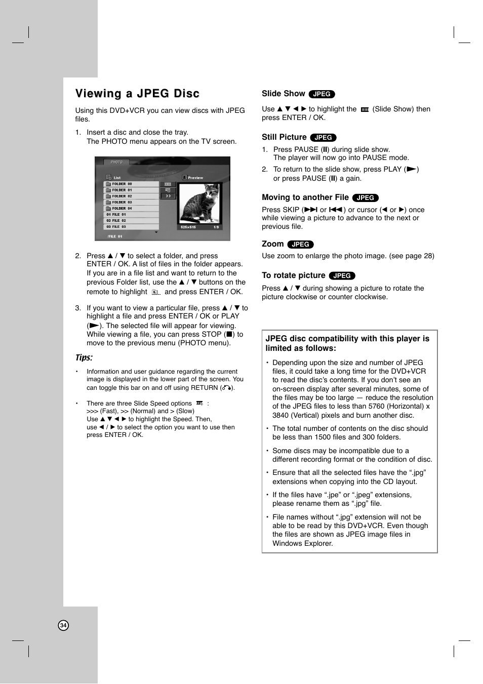 Vie wing a jpeg disc wing a jpeg disc | JVC HR-XVC17SU User Manual | Page 34 / 39