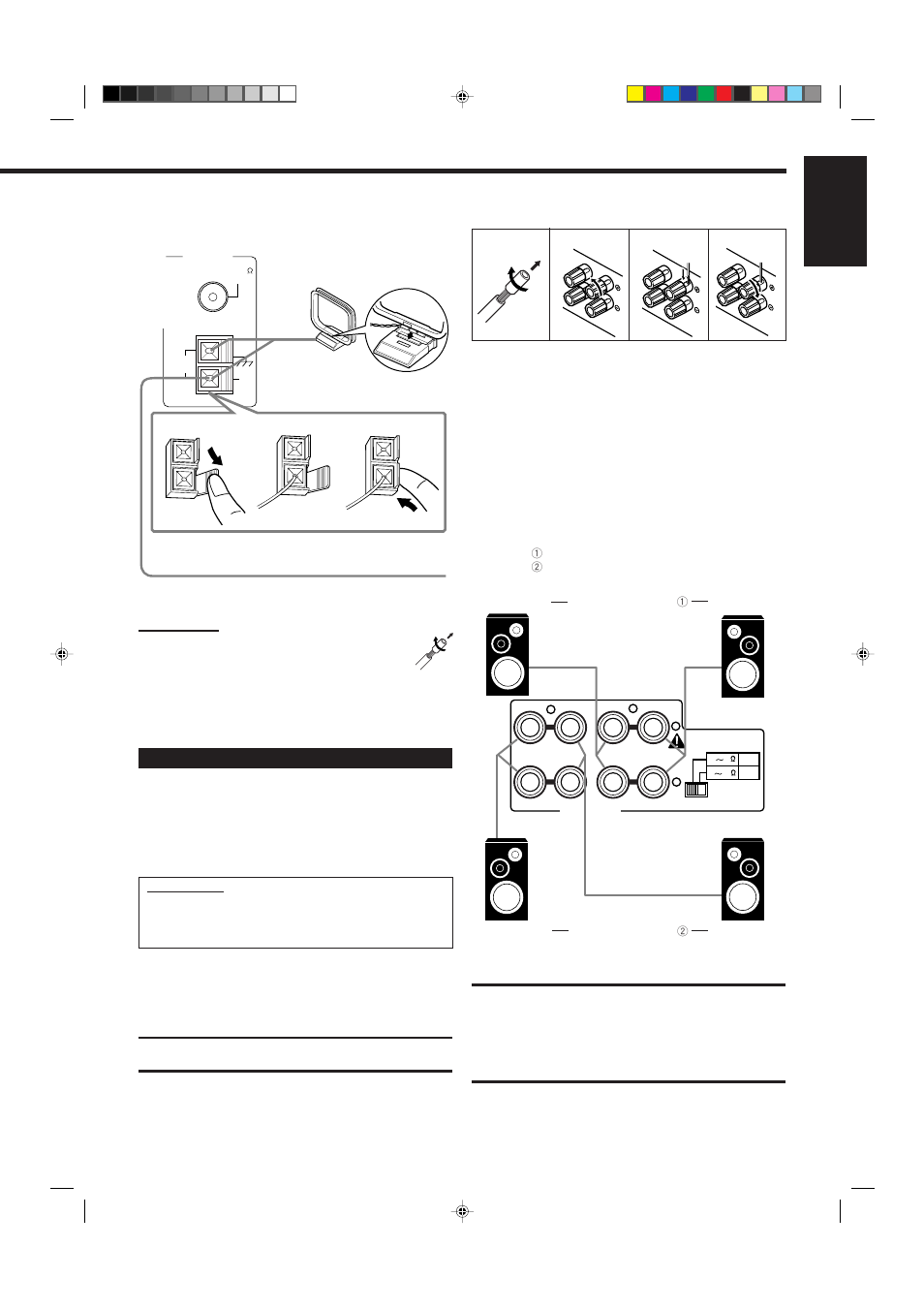 English, Connecting the speakers | JVC RX-8010VBK User Manual | Page 7 / 62