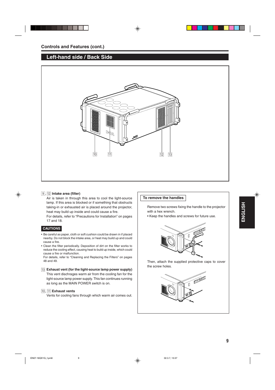 Left-hand side / back side | JVC DLA-QX1G User Manual | Page 11 / 64