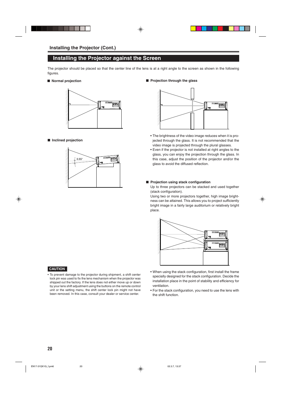 Installing the projector against the screen | JVC DLA-QX1G User Manual | Page 22 / 64