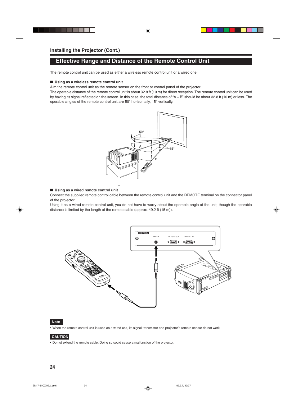 24 installing the projector (cont.) | JVC DLA-QX1G User Manual | Page 26 / 64