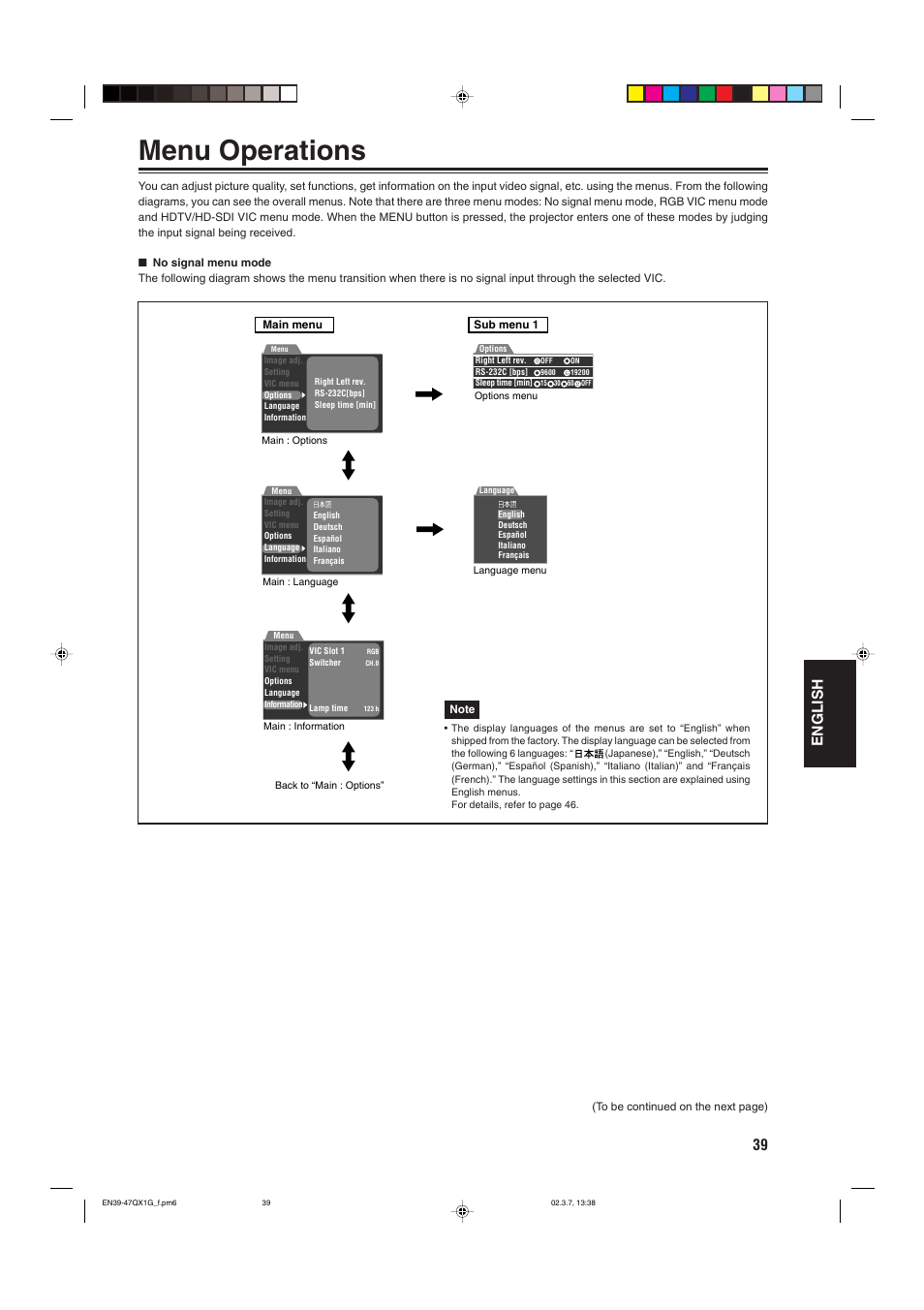 Menu operations, 39 english | JVC DLA-QX1G User Manual | Page 41 / 64