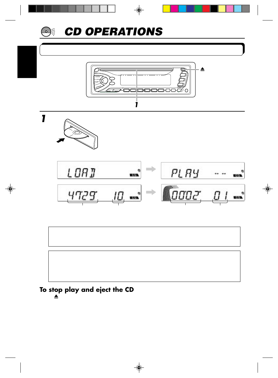 Cd operations, Playing a cd, Insert a disc into the loading slot | JVC HA KD-S600 User Manual | Page 10 / 26
