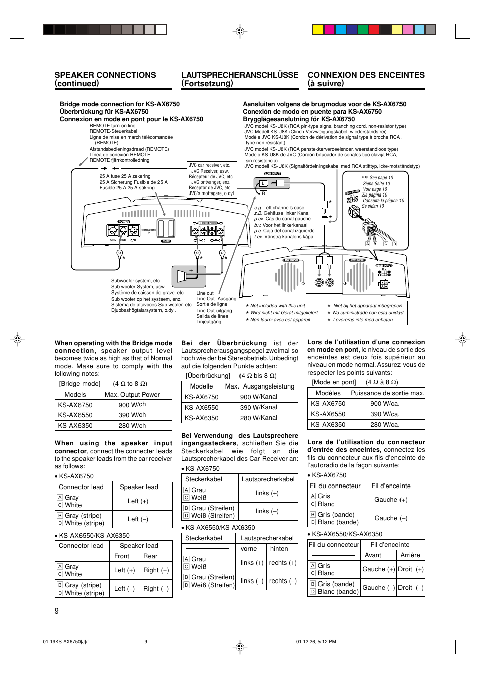 Speaker connections (continued) | JVC KS-AX6750 User Manual | Page 10 / 20