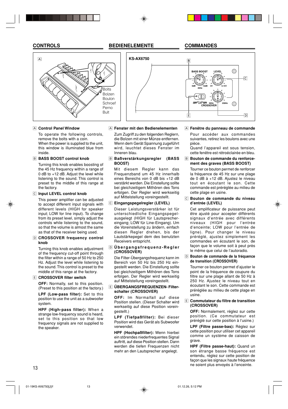 Controls, Commandes controls bedienelemente | JVC KS-AX6750 User Manual | Page 14 / 20