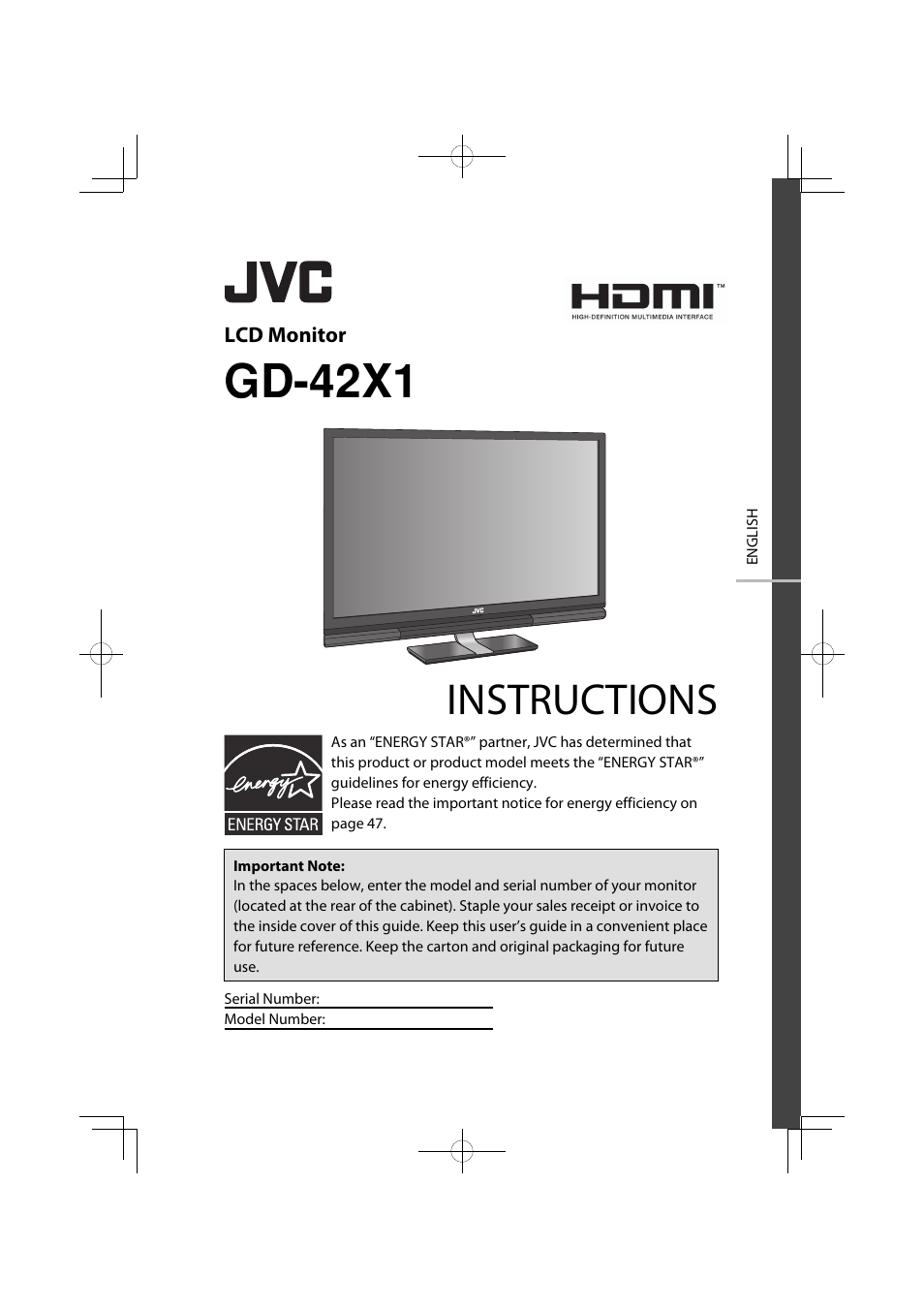 JVC GD-42X1E User Manual | 144 pages