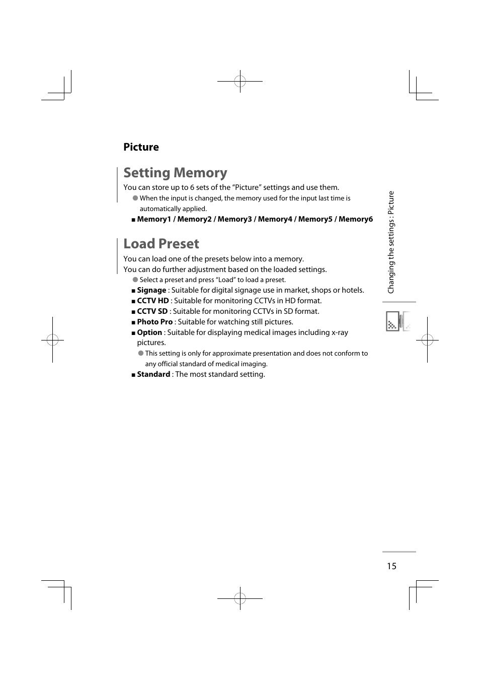 Load preset, Picture | JVC GD-42X1E User Manual | Page 105 / 144