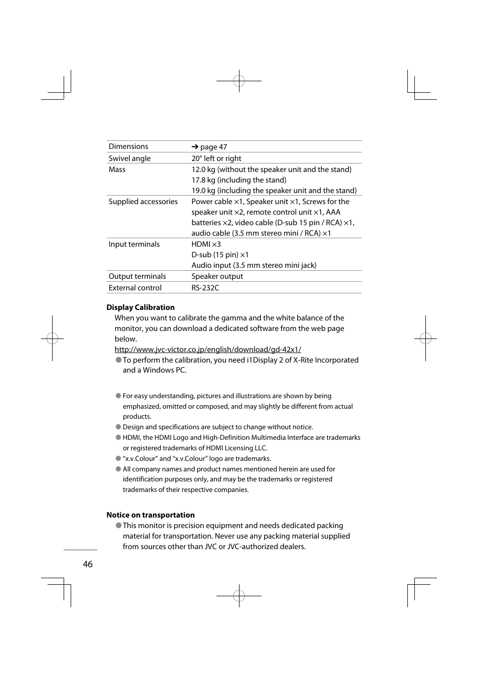 JVC GD-42X1E User Manual | Page 136 / 144