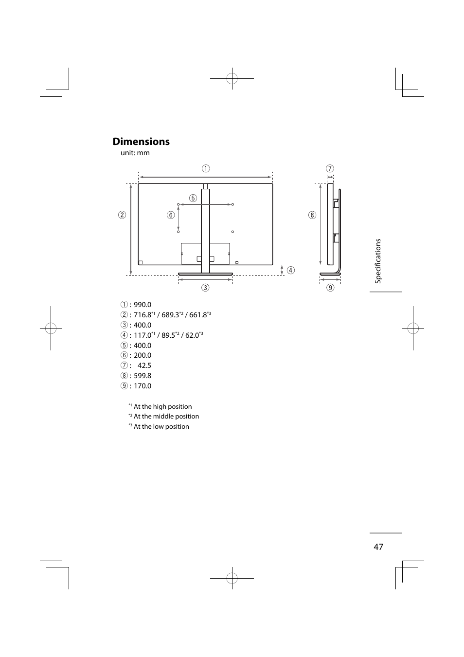 Dimensions | JVC GD-42X1E User Manual | Page 137 / 144