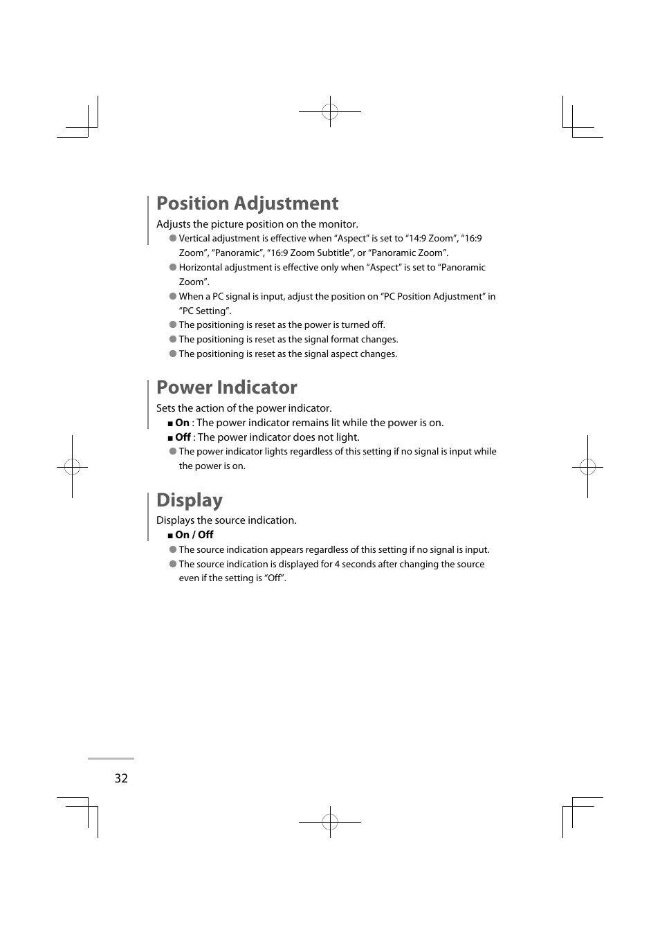 Position adjustment, Power indicator, Display | JVC GD-42X1E User Manual | Page 50 / 144