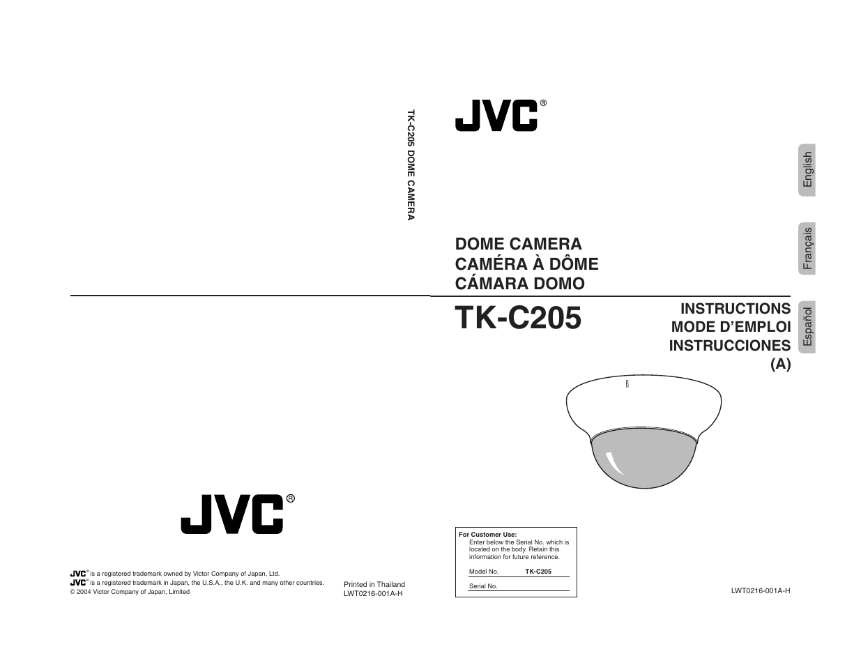 JVC TK-C205 User Manual | 11 pages