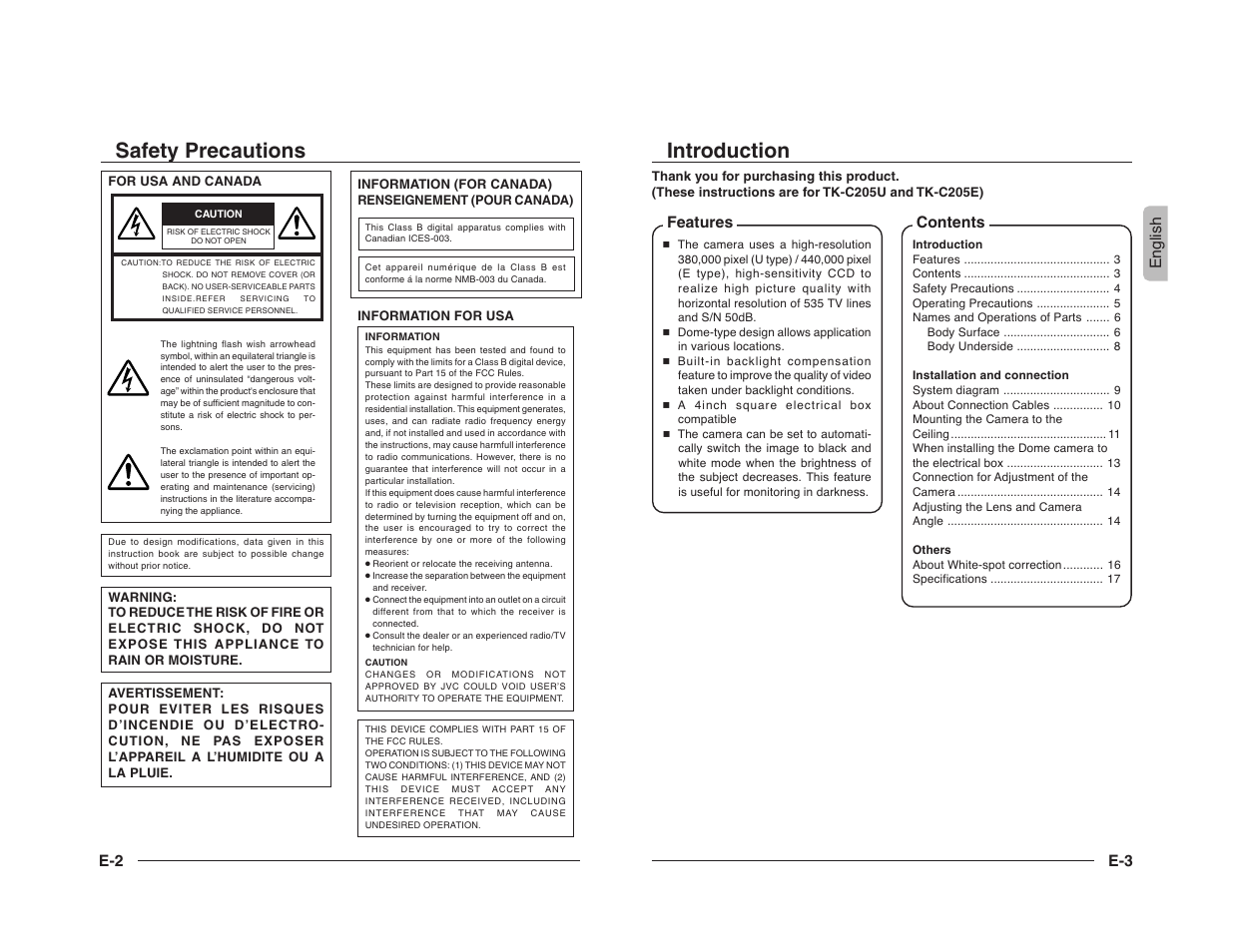 Safety precautions, Introduction | JVC TK-C205 User Manual | Page 3 / 11