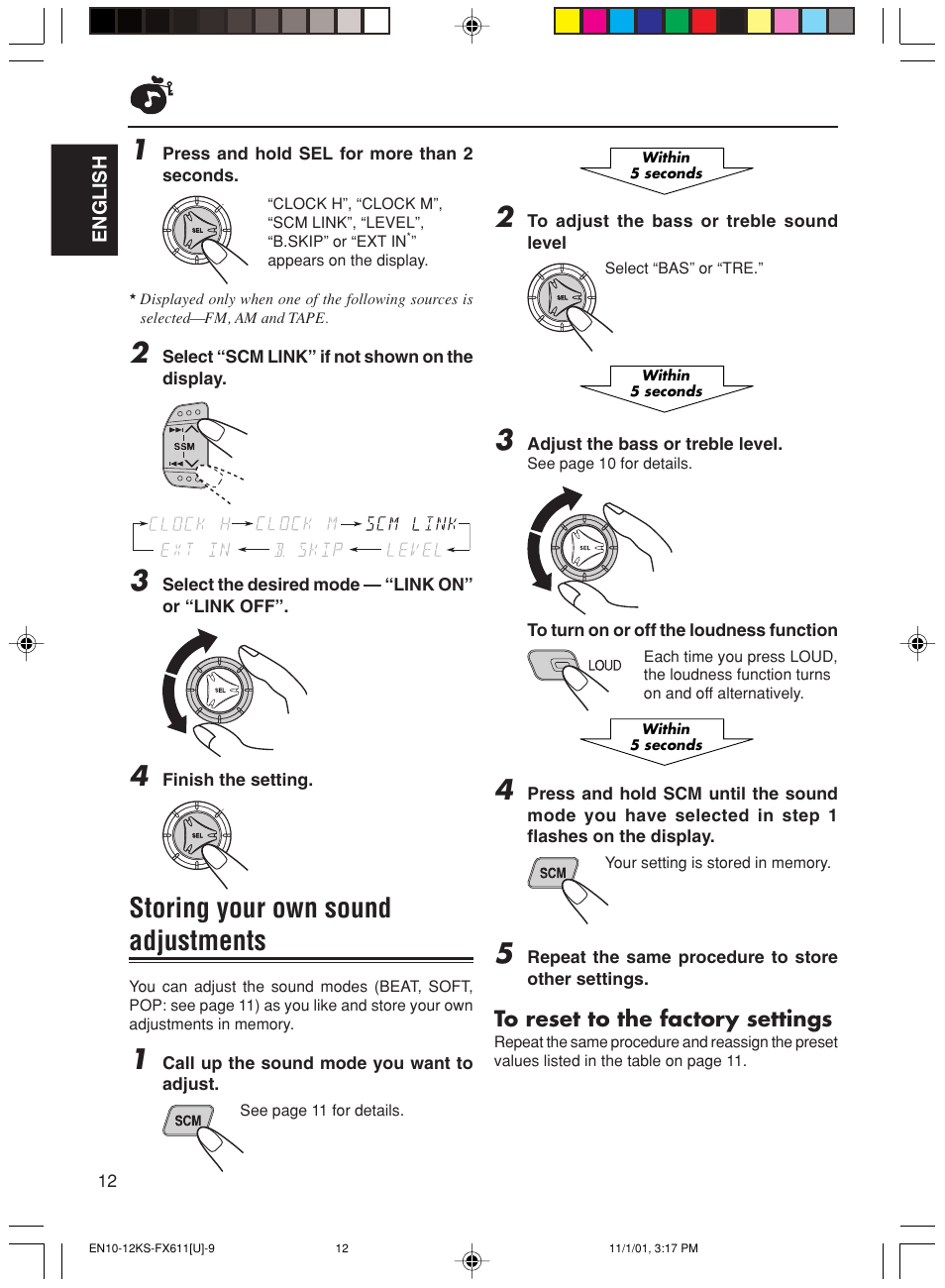 Storing your own sound adjustments | JVC GET0056-001A User Manual | Page 12 / 24