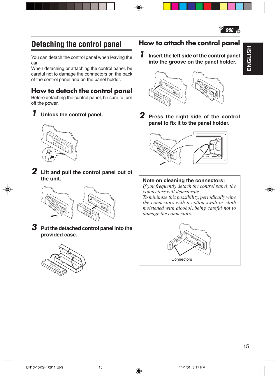 Detaching the control panel | JVC GET0056-001A User Manual | Page 15 / 24