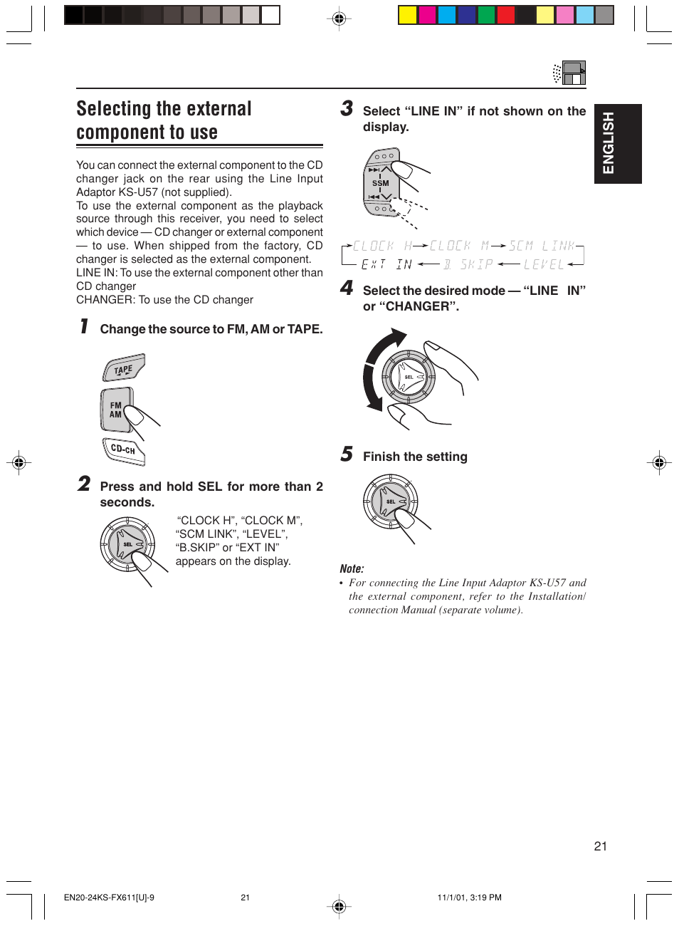 Selecting the external component to use | JVC GET0056-001A User Manual | Page 21 / 24