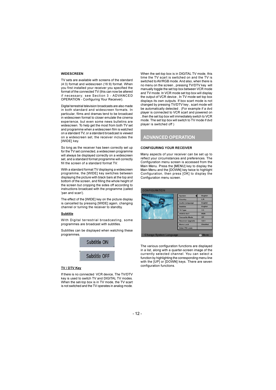 Advanced operation | JVC TU-DB1SK User Manual | Page 13 / 22