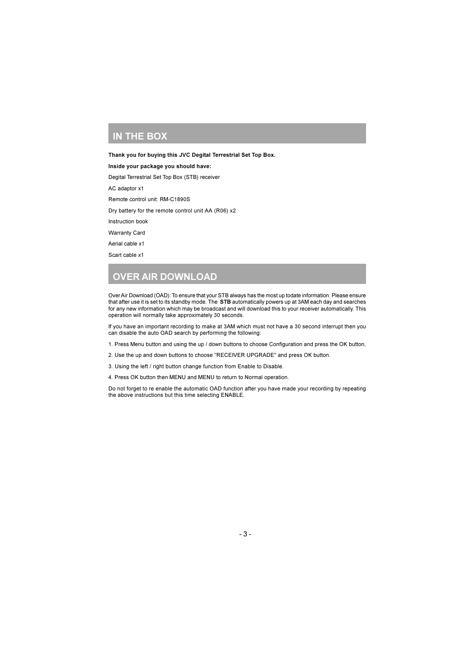 Over air download | JVC TU-DB1SK User Manual | Page 4 / 22