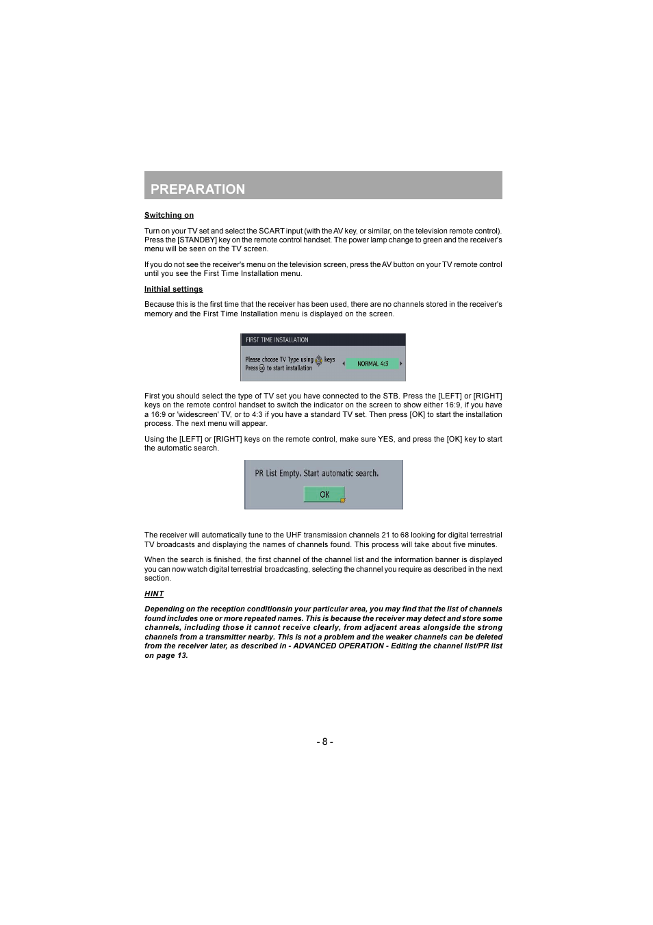 Preparation | JVC TU-DB1SK User Manual | Page 9 / 22