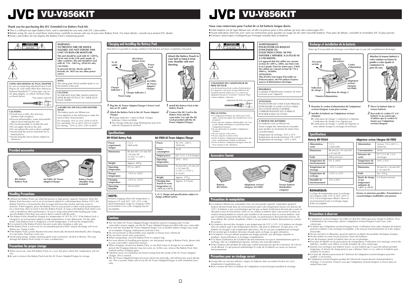 JVC VU-V856KIT User Manual | 2 pages