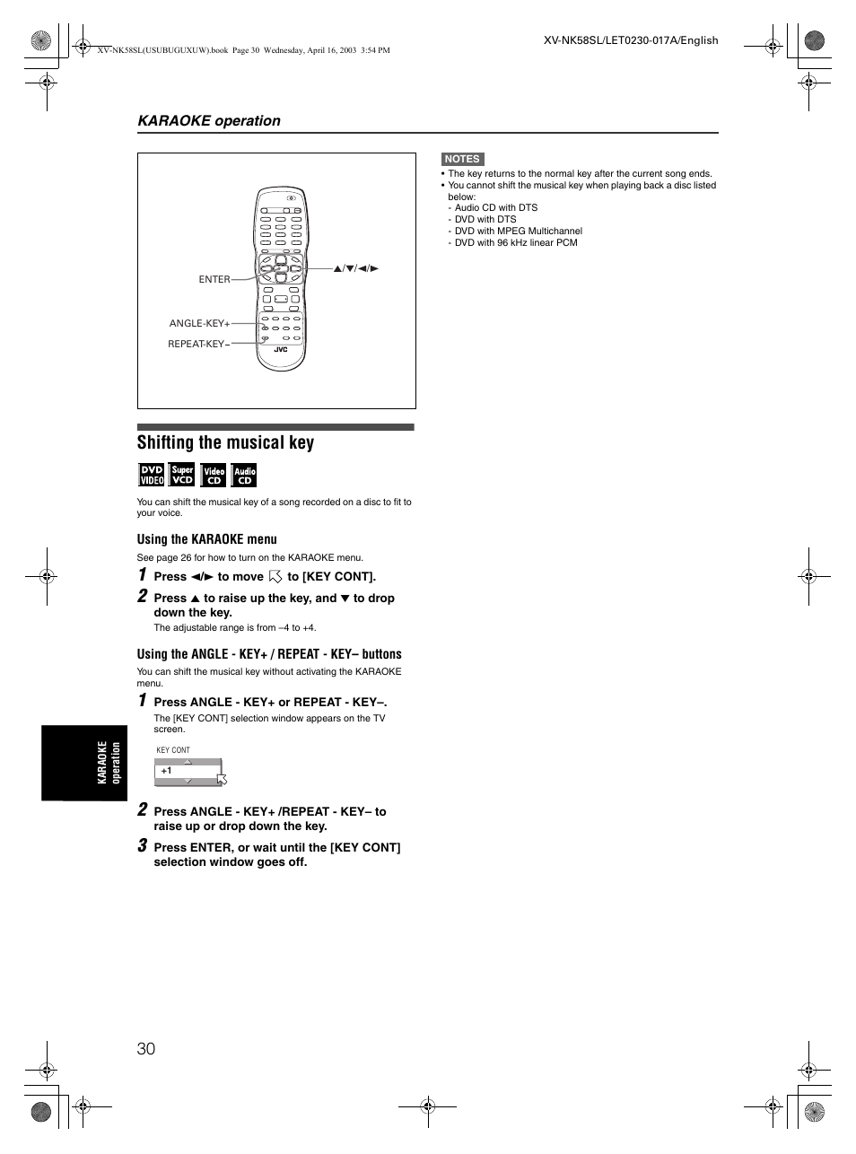 Shifting the musical key | JVC XV-NK58SL User Manual | Page 32 / 46