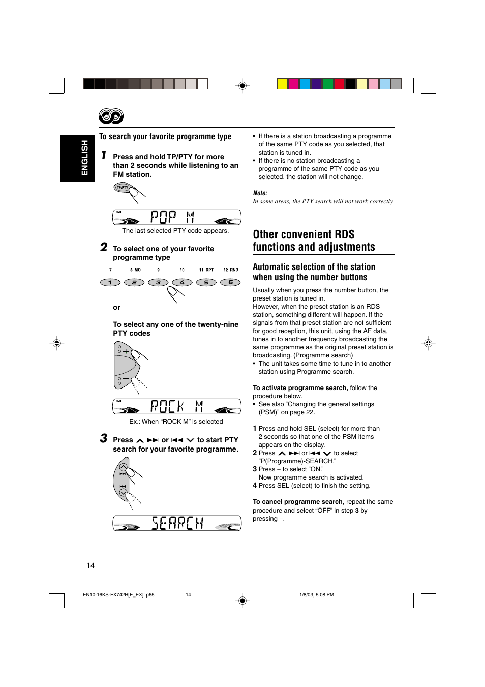 Other convenient rds functions and adjustments | JVC GET0114-001A User Manual | Page 14 / 42