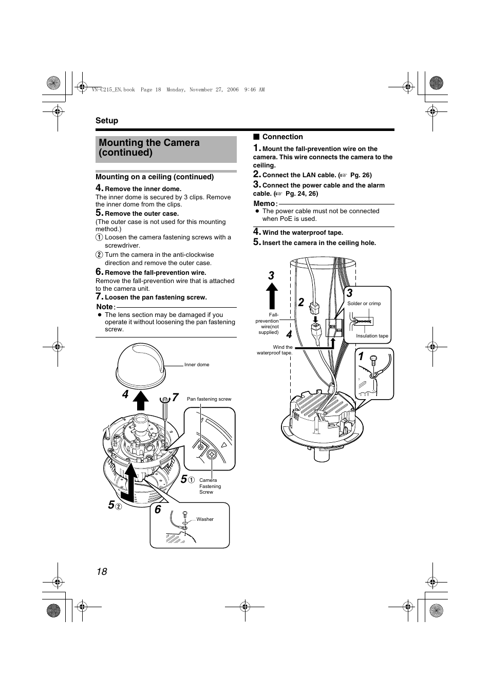 A pg. 18), A pg. 18, Mounting the camera (continued) | JVC VN-C215V4U User Manual | Page 18 / 86