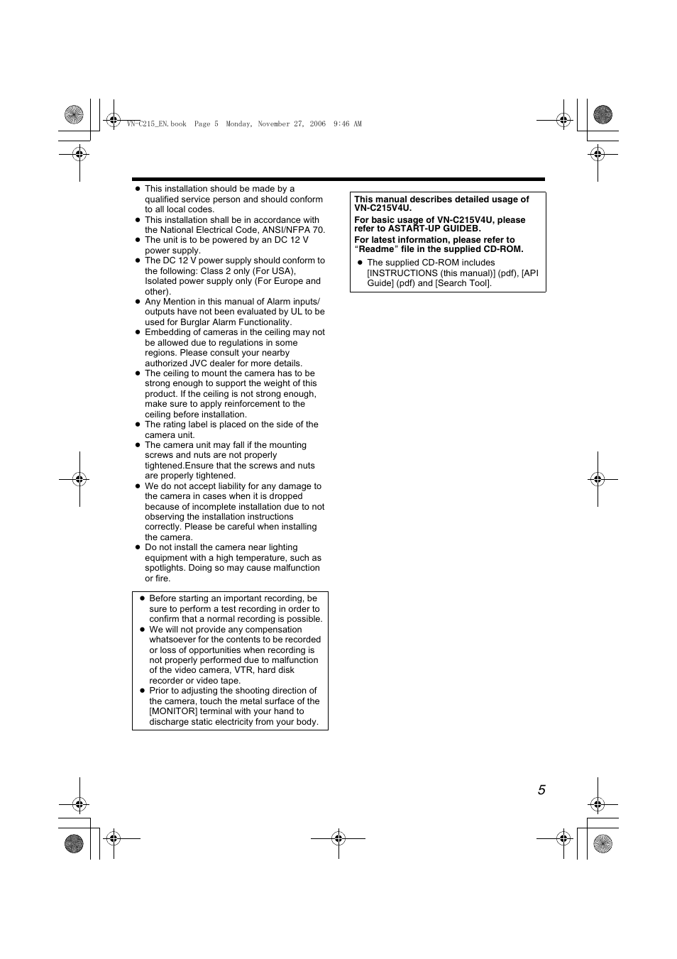 JVC VN-C215V4U User Manual | Page 5 / 86