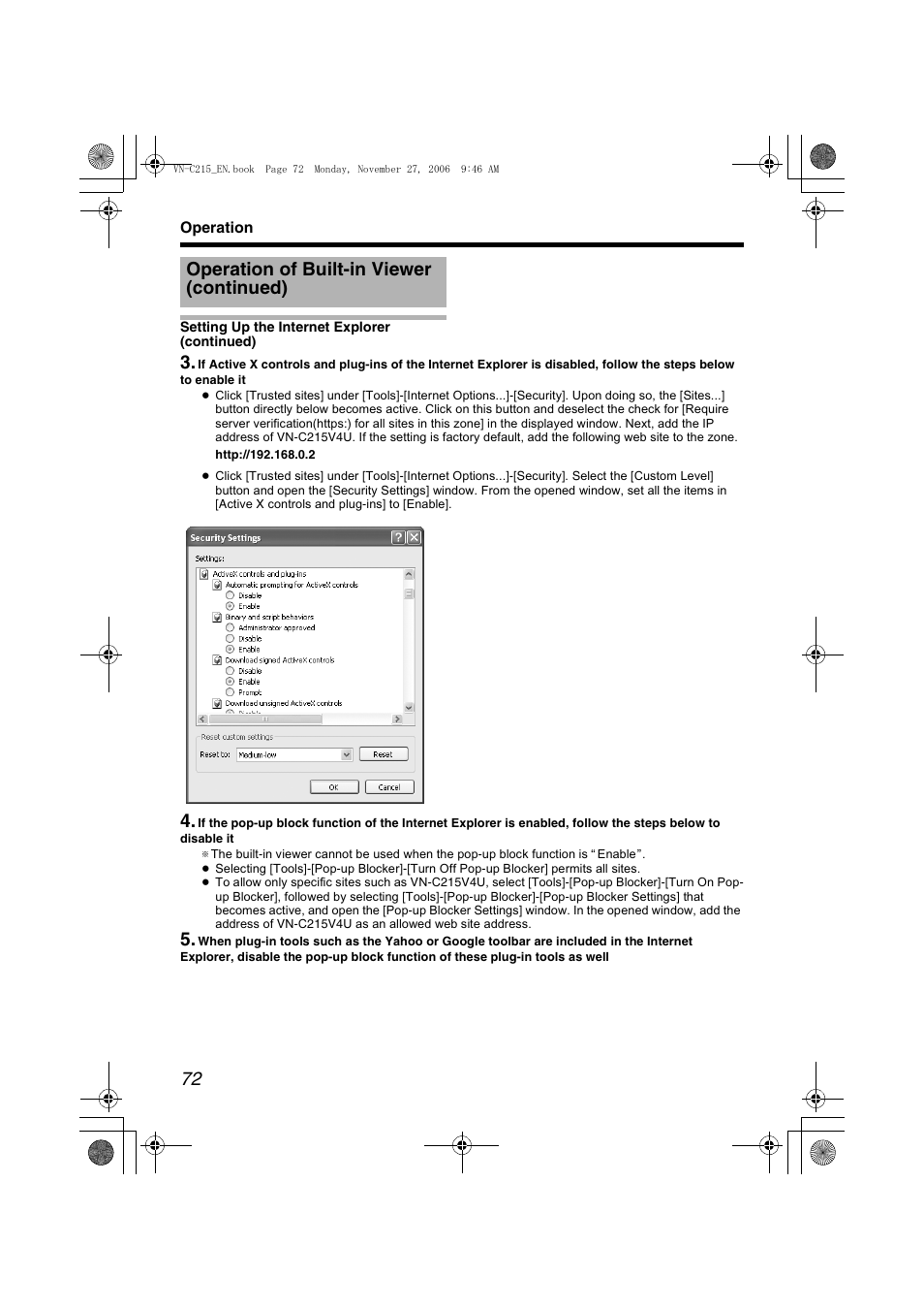 Operation of built-in viewer (continued) | JVC VN-C215V4U User Manual | Page 72 / 86