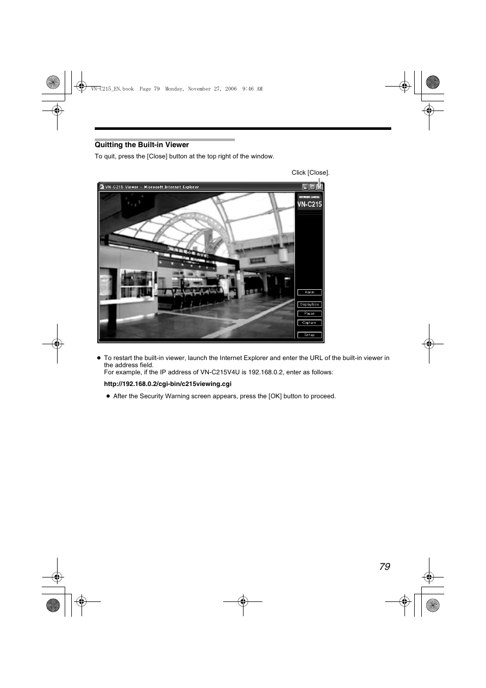 Quitting the built-in viewer, A pg. 79) | JVC VN-C215V4U User Manual | Page 79 / 86