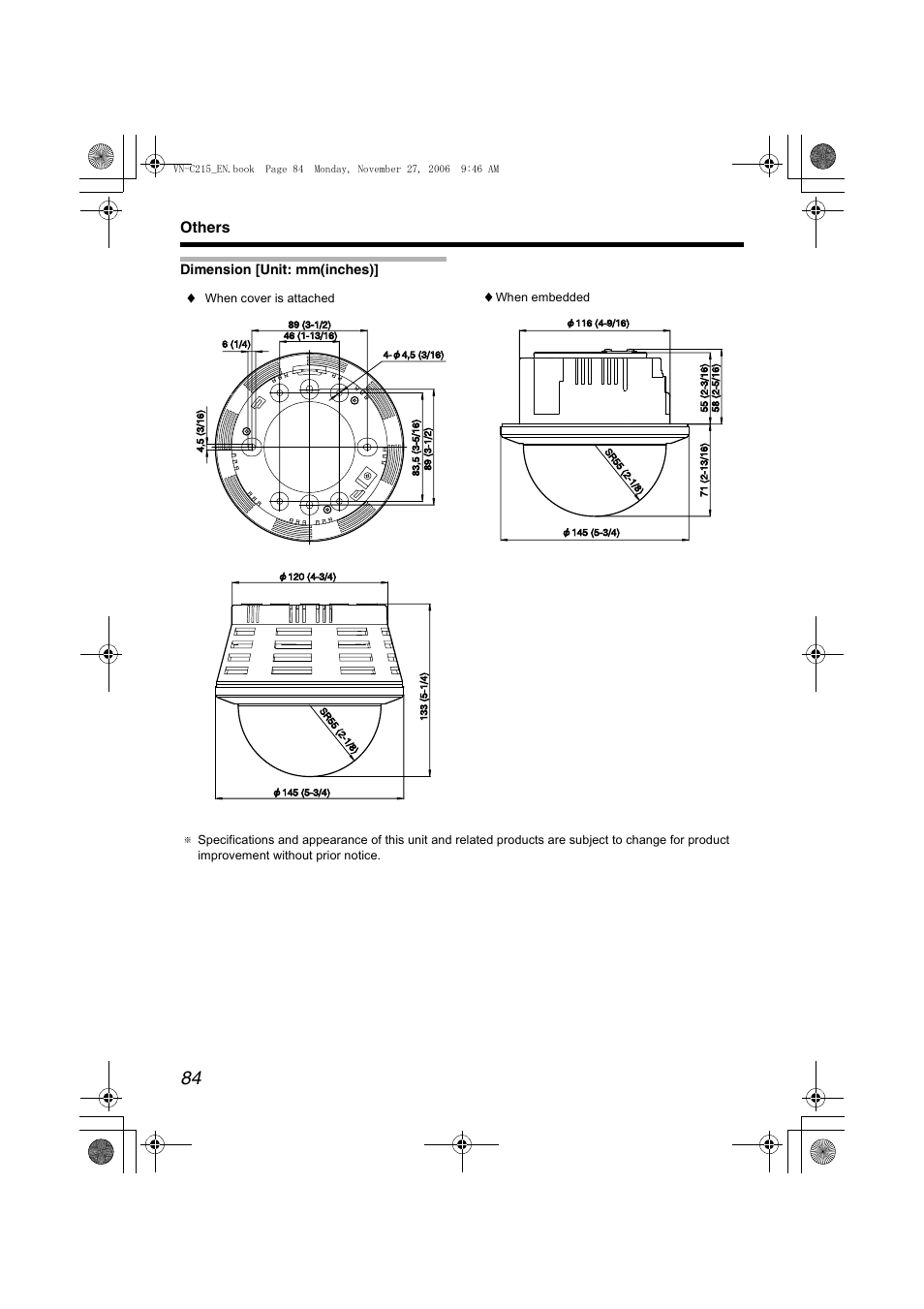 Others, Dimension [unit: mm(inches) | JVC VN-C215V4U User Manual | Page 84 / 86