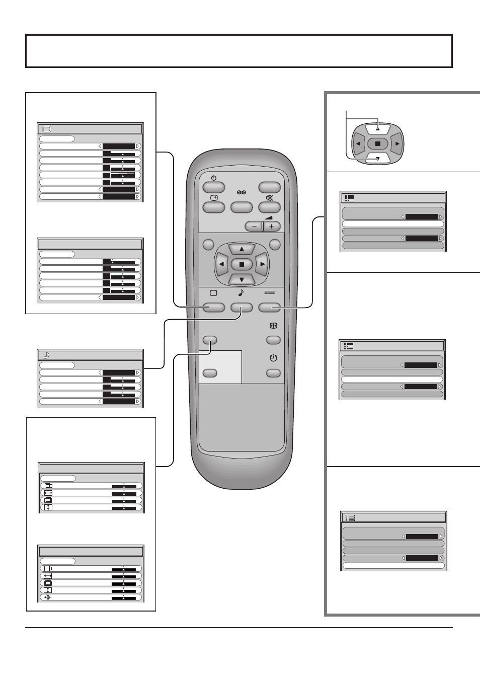 On-screen menu display from remote control, During “rgb” and “pc” input signal modes | JVC GD V501U User Manual | Page 20 / 40