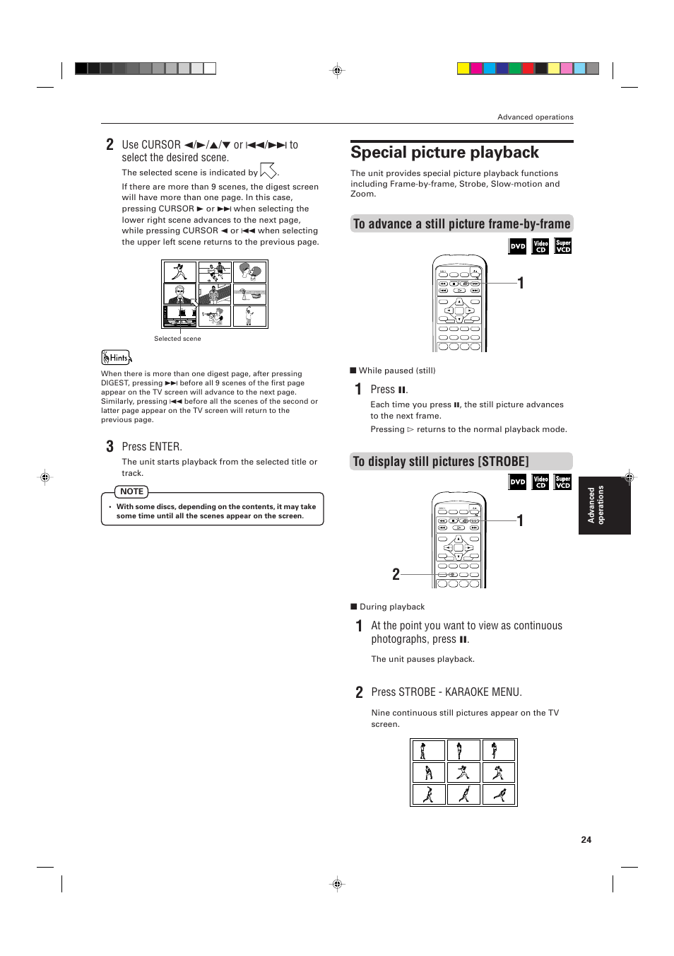 Special picture playback, Press enter, Press 8 | Press strobe - karaoke menu | JVC XV-M556TN User Manual | Page 27 / 56