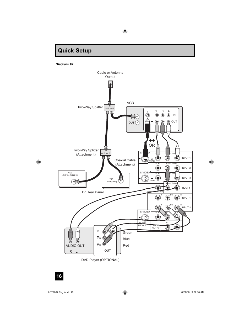 Quick setup | JVC HD-61FC97 User Manual | Page 16 / 96