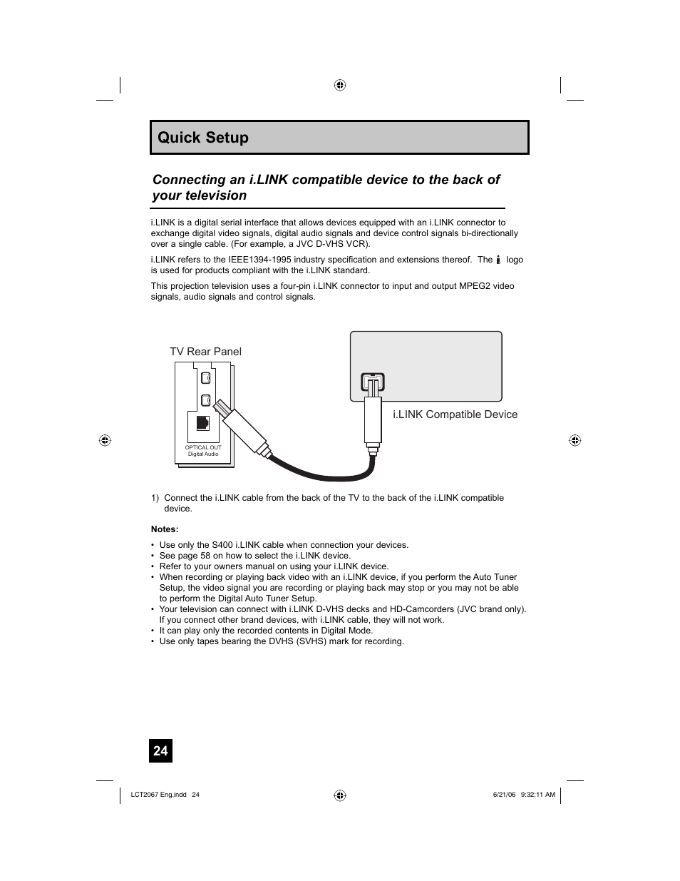 Quick setup | JVC HD-61FC97 User Manual | Page 24 / 96