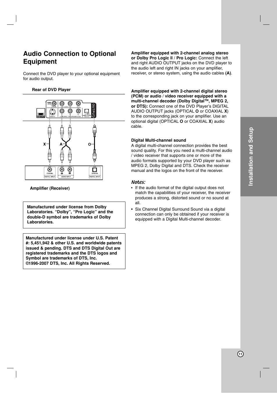 Audio connection to optional equipment, Operation reference introduction, Installation and setup | JVC XV-N680B User Manual | Page 11 / 28