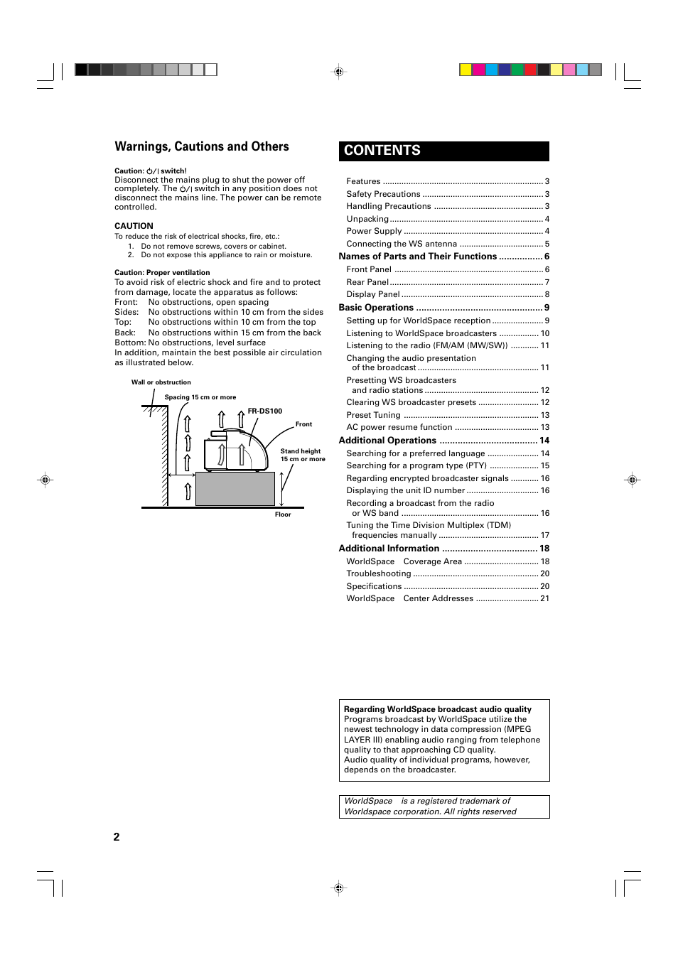 JVC FR-DS100 User Manual | Page 2 / 22