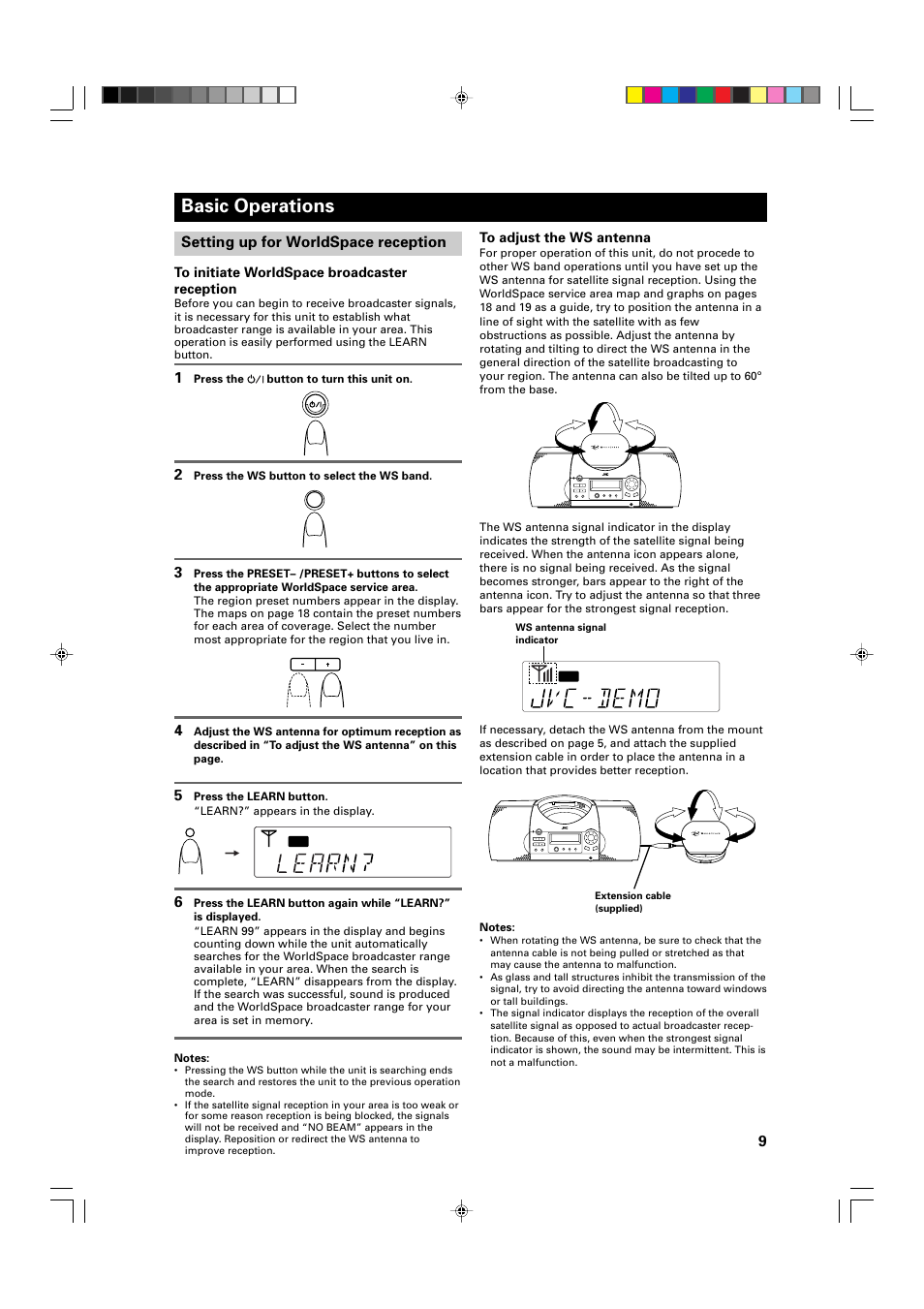 Basic operations | JVC FR-DS100 User Manual | Page 9 / 22