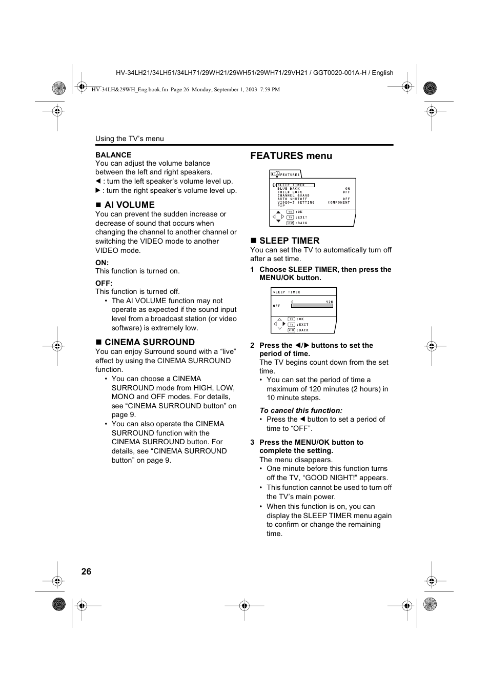 Features menu | JVC 0803-CR-JMT User Manual | Page 26 / 40