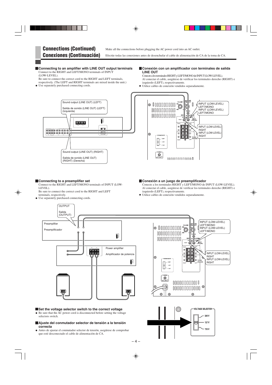 Connections(continued), Connections (continued) conexiones (continuación) | JVC SP-PW105WD User Manual | Page 7 / 10