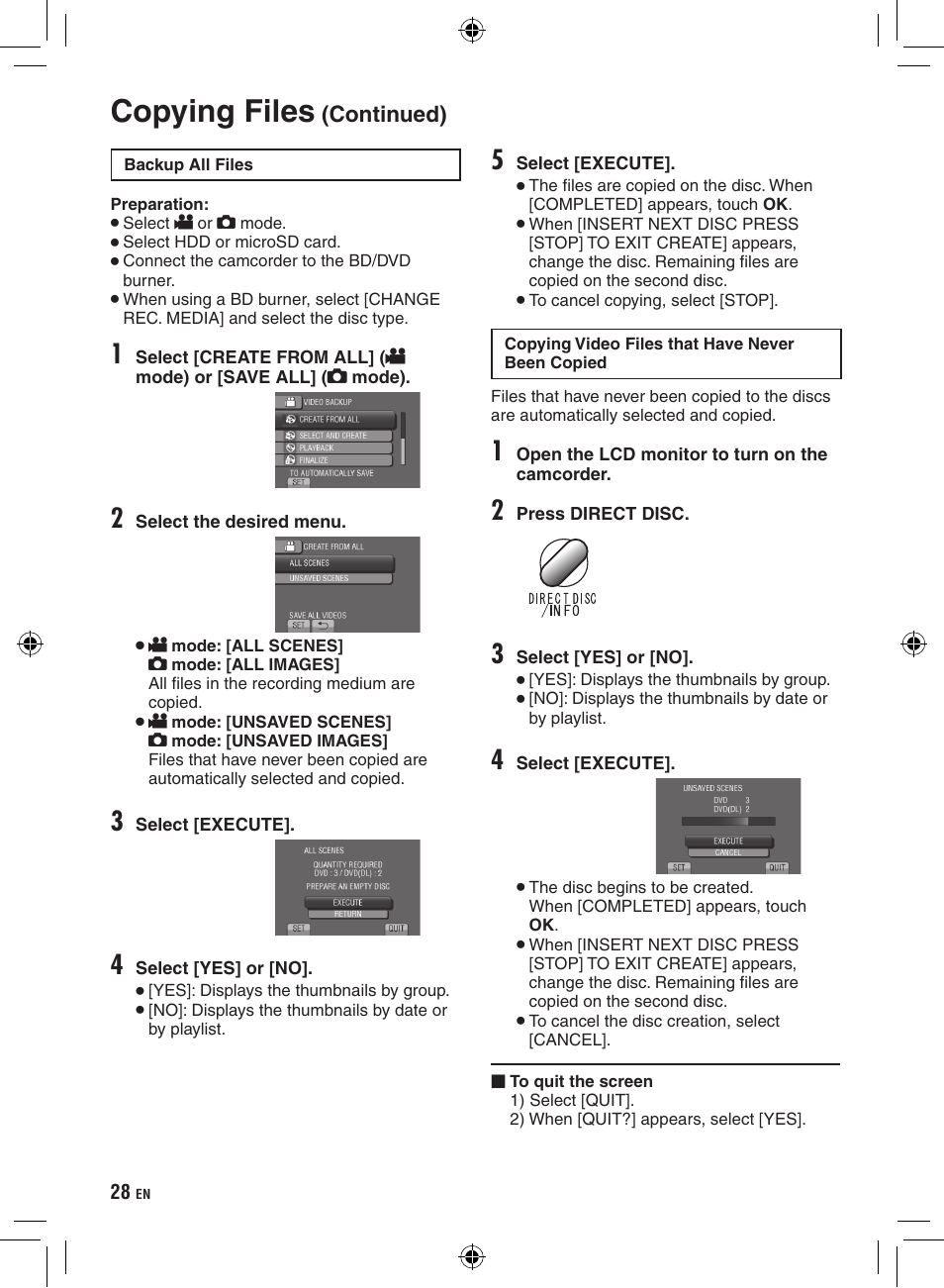 Copying files | JVC GZ-HD300 User Manual | Page 28 / 88