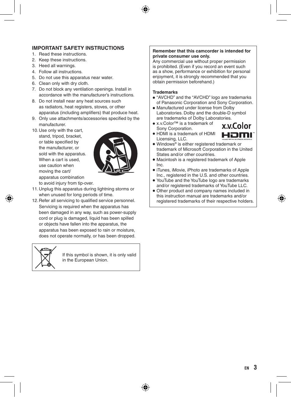 JVC GZ-HD300 User Manual | Page 3 / 88