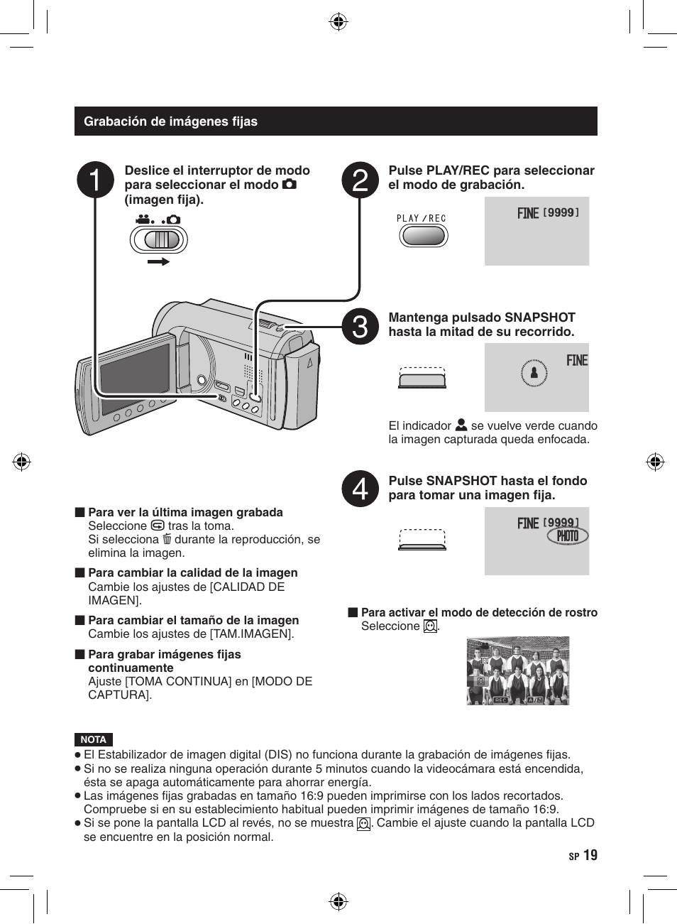 Grabación de imágenes fijas | JVC GZ-HD300 User Manual | Page 63 / 88