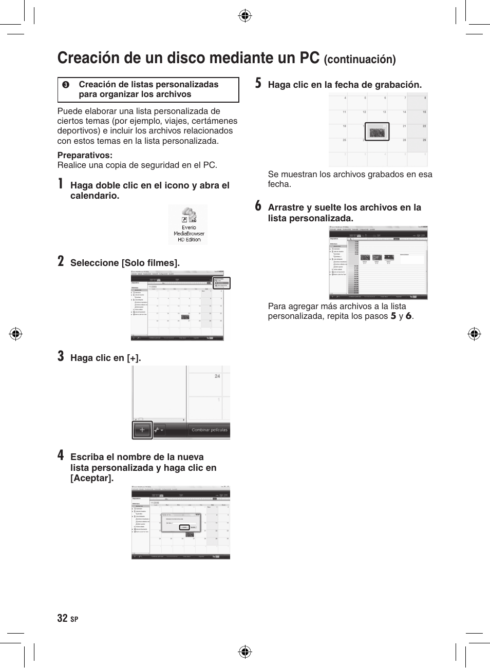 Creación de un disco mediante un pc | JVC GZ-HD300 User Manual | Page 76 / 88