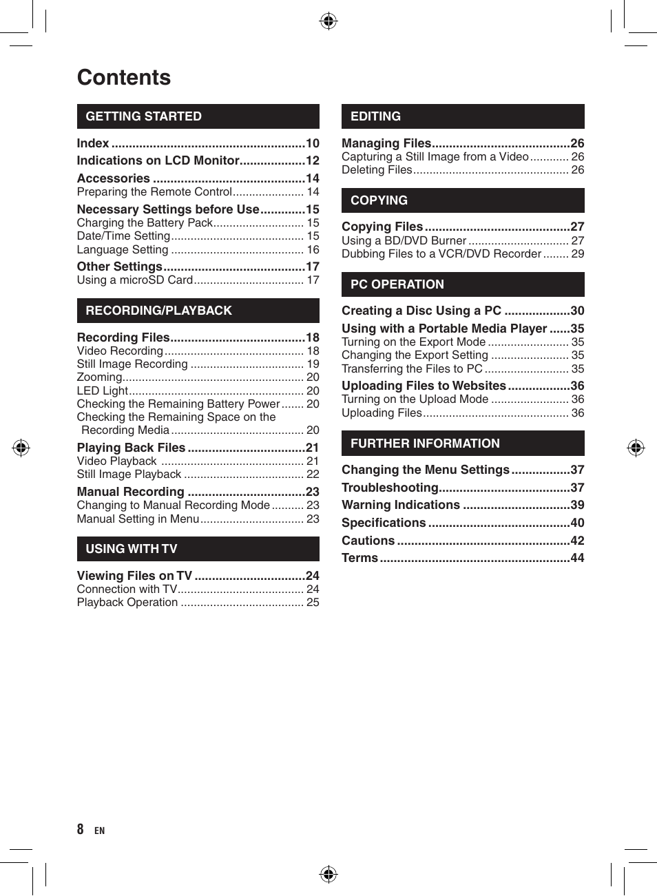 JVC GZ-HD300 User Manual | Page 8 / 88