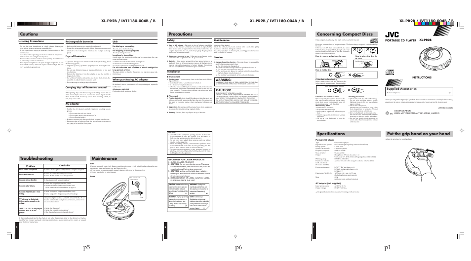 JVC XL-PR2B User Manual | 2 pages