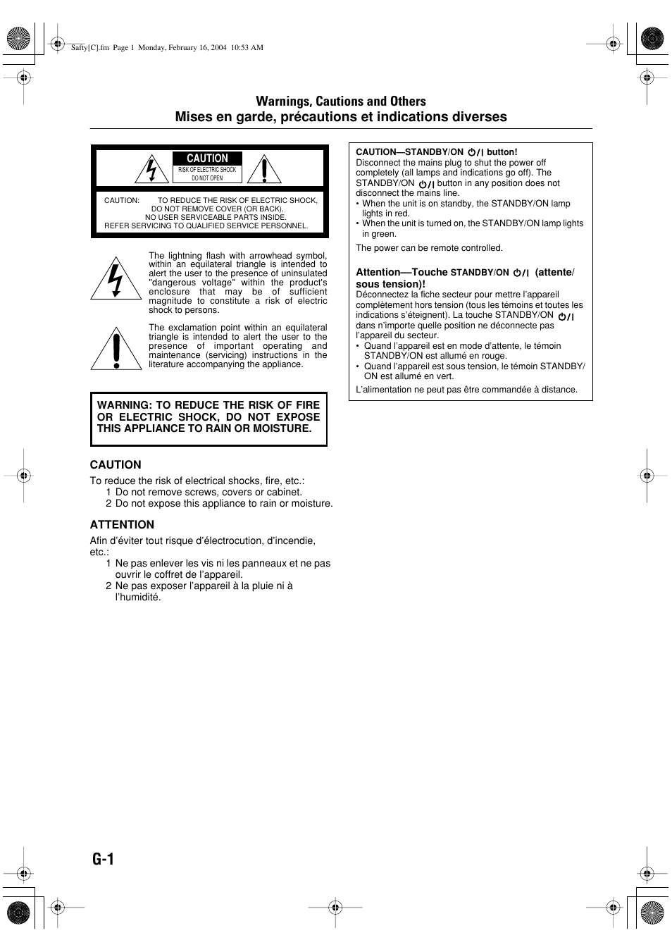 Warnings, cautions and others | JVC FS-P400 User Manual | Page 2 / 29