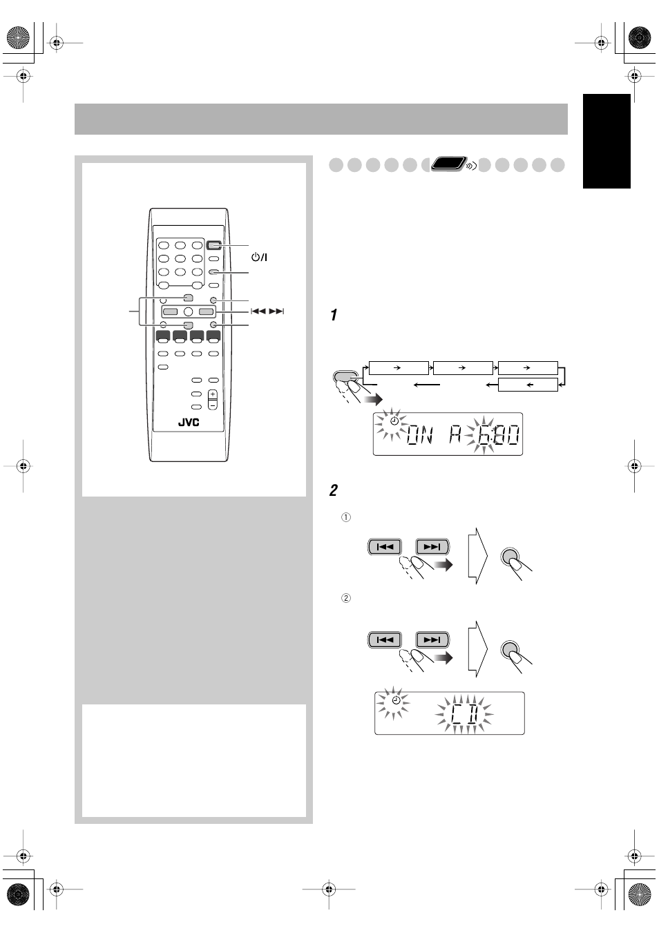 Timer operations, English, Setting the timer | JVC FS-P400 User Manual | Page 23 / 29