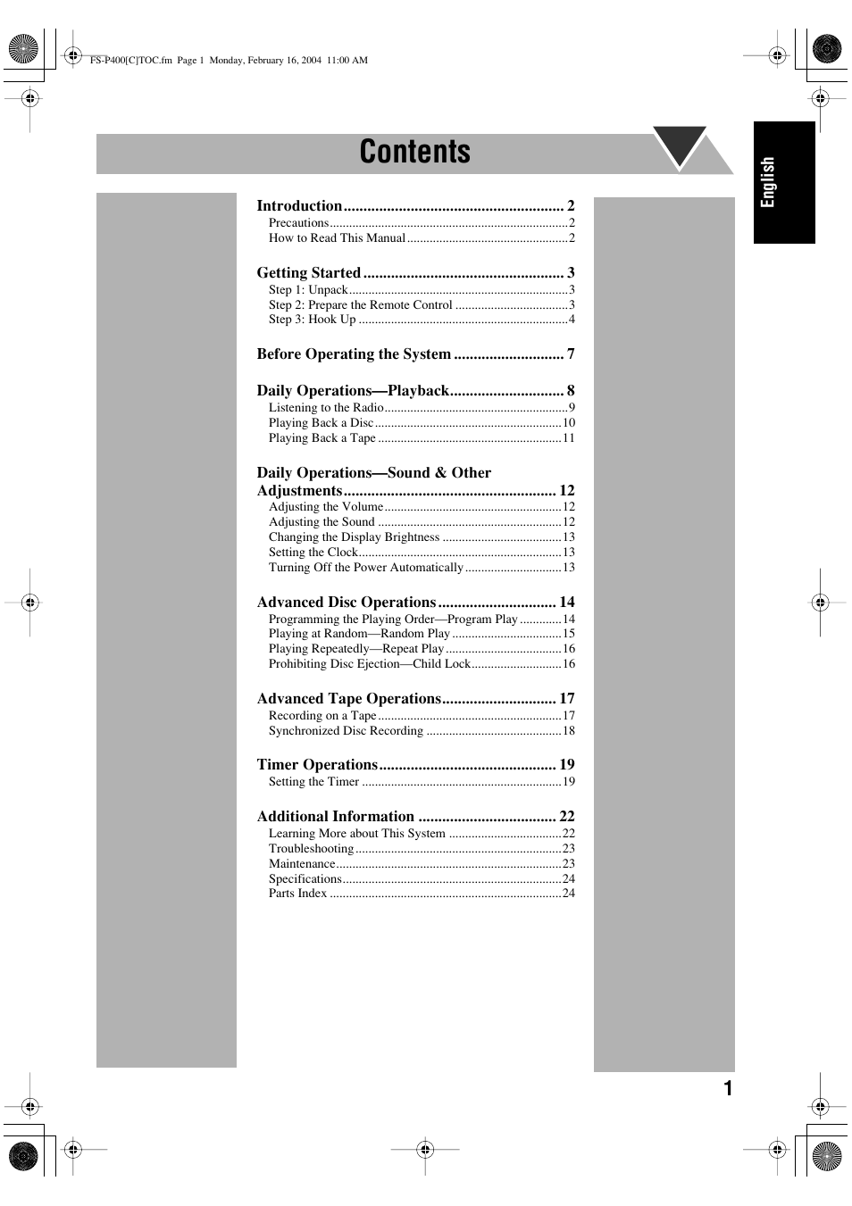 JVC FS-P400 User Manual | Page 5 / 29