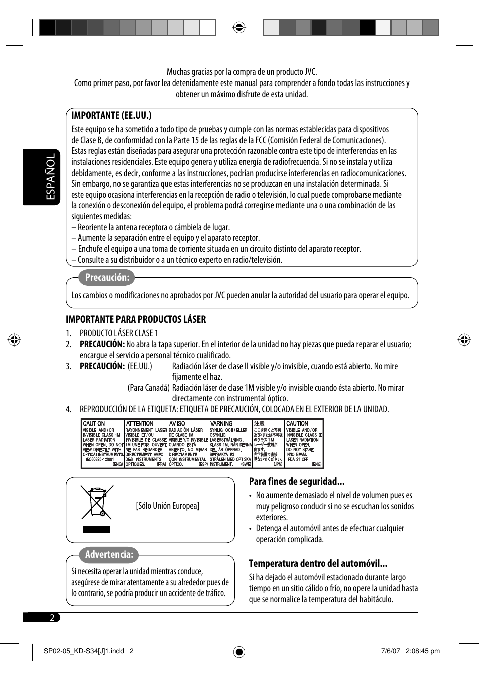 Español | JVC KD-S34 User Manual | Page 28 / 54